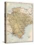Map of Devon, England, 1870s-null-Stretched Canvas