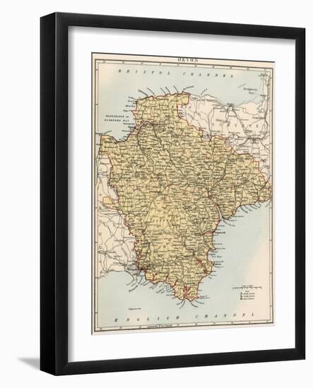 Map of Devon, England, 1870s-null-Framed Giclee Print