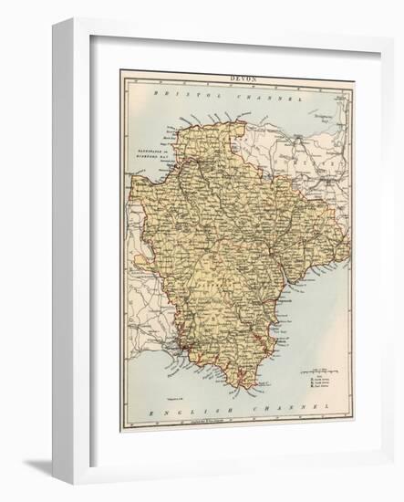 Map of Devon, England, 1870s-null-Framed Giclee Print