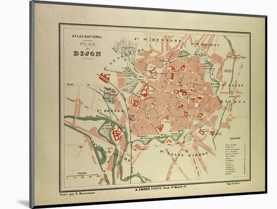 Map of Dijon France-null-Mounted Giclee Print