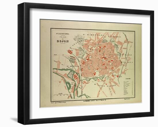 Map of Dijon France-null-Framed Giclee Print