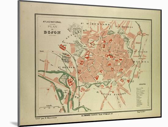 Map of Dijon France-null-Mounted Giclee Print