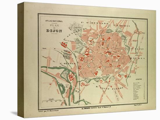 Map of Dijon France-null-Stretched Canvas