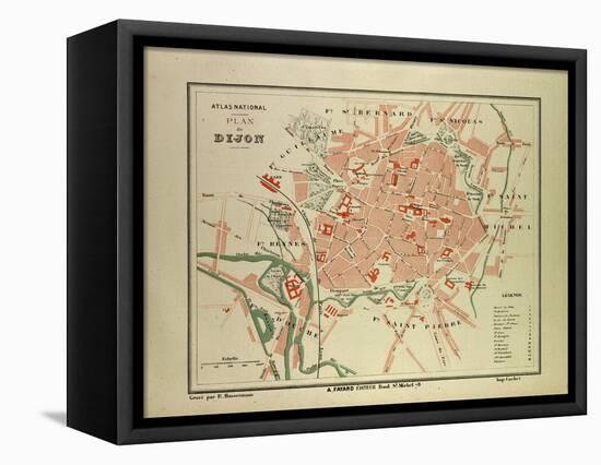 Map of Dijon France-null-Framed Stretched Canvas