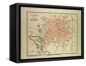 Map of Dijon France-null-Framed Stretched Canvas