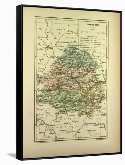 Map of Dordogne France-null-Framed Stretched Canvas
