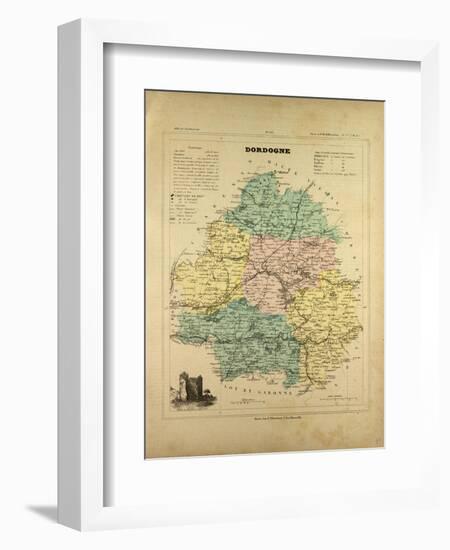 Map of Dordogne France-null-Framed Giclee Print