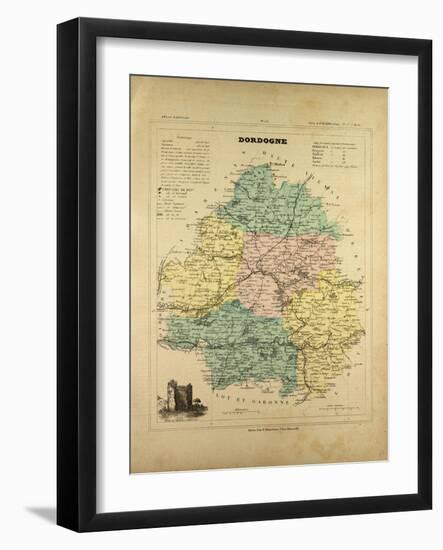 Map of Dordogne France-null-Framed Giclee Print