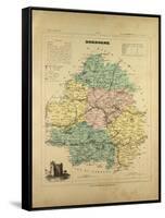 Map of Dordogne France-null-Framed Stretched Canvas