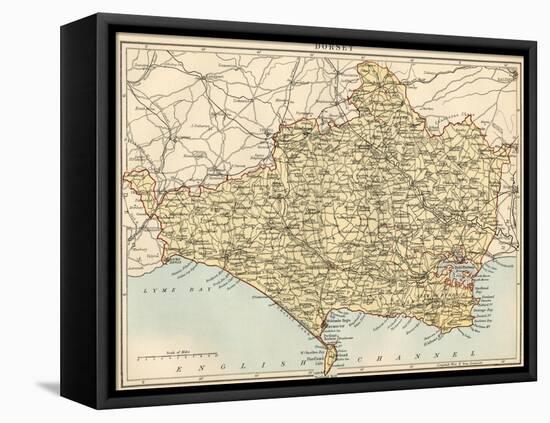 Map of Dorset, England, 1870s-null-Framed Stretched Canvas