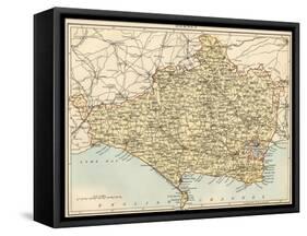 Map of Dorset, England, 1870s-null-Framed Stretched Canvas