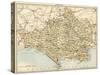 Map of Dorset, England, 1870s-null-Stretched Canvas