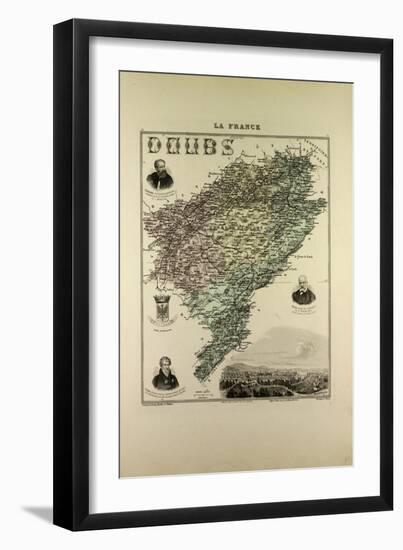 Map of Doubs 1896, France-null-Framed Giclee Print