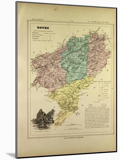 Map of Doubs France-null-Mounted Giclee Print
