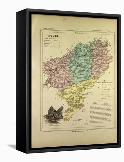 Map of Doubs France-null-Framed Stretched Canvas