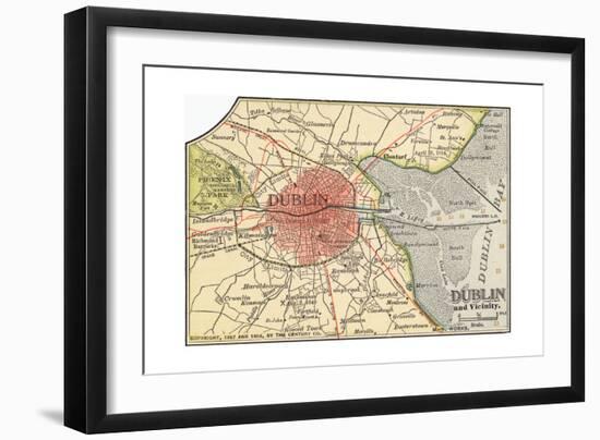 Map of Dublin (C. 1900), Maps-Encyclopaedia Britannica-Framed Giclee Print