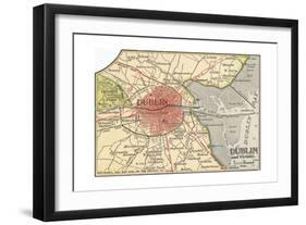 Map of Dublin (C. 1900), Maps-Encyclopaedia Britannica-Framed Giclee Print