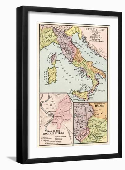 Map of Early Tribes in Italy and the Vicinity of Rome in the Time of the Roman Empire-null-Framed Giclee Print