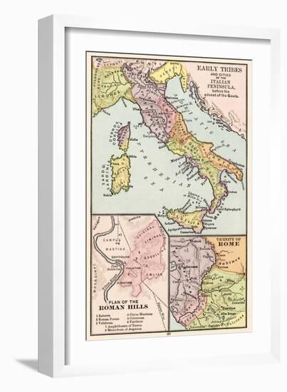 Map of Early Tribes in Italy and the Vicinity of Rome in the Time of the Roman Empire-null-Framed Giclee Print