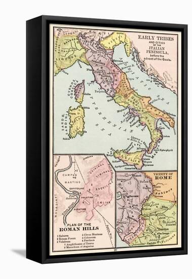 Map of Early Tribes in Italy and the Vicinity of Rome in the Time of the Roman Empire-null-Framed Stretched Canvas