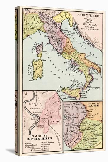 Map of Early Tribes in Italy and the Vicinity of Rome in the Time of the Roman Empire-null-Stretched Canvas