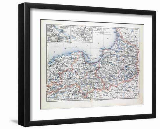 Map of East and West Prussia Königsberg (Kaliningrad Russia) and Danzig (Poland) 1899-null-Framed Giclee Print