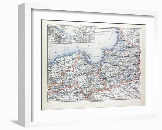 Map of East and West Prussia Königsberg (Kaliningrad Russia) and Danzig (Poland) 1899-null-Framed Giclee Print