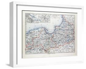 Map of East and West Prussia Königsberg (Kaliningrad Russia) and Danzig (Poland) 1899-null-Framed Giclee Print