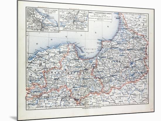 Map of East and West Prussia Königsberg (Kaliningrad Russia) and Danzig (Poland) 1899-null-Mounted Giclee Print