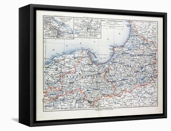 Map of East and West Prussia Königsberg (Kaliningrad Russia) and Danzig (Poland) 1899-null-Framed Stretched Canvas