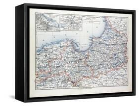 Map of East and West Prussia Königsberg (Kaliningrad Russia) and Danzig (Poland) 1899-null-Framed Stretched Canvas