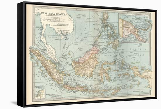 Map of East India Islands. Malaysia and Melanesia. Dutch East India-Encyclopaedia Britannica-Framed Stretched Canvas