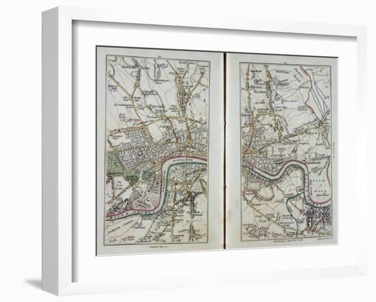 Map of East London, Plates 20-21, from 'Cary's Actual Survey of Middlesex', 1786-John Cary-Framed Giclee Print