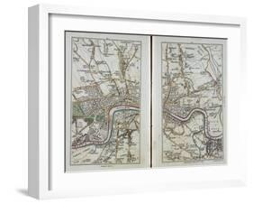 Map of East London, Plates 20-21, from 'Cary's Actual Survey of Middlesex', 1786-John Cary-Framed Giclee Print