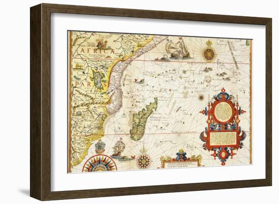 Map of Eastern Africa by Arnold Florent van Langren after Jan Huygen van Linschoten-Stapleton Collection-Framed Giclee Print