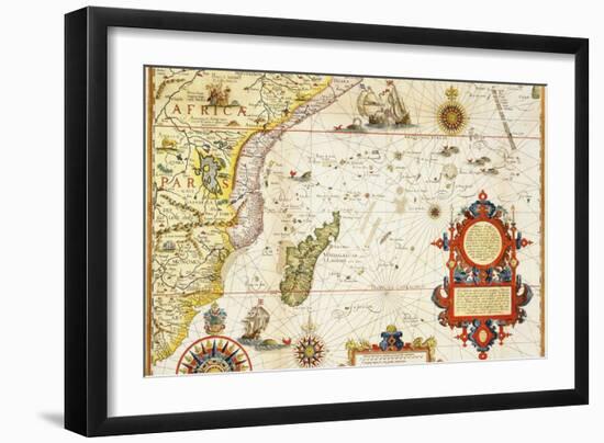 Map of Eastern Africa by Arnold Florent van Langren after Jan Huygen van Linschoten-Stapleton Collection-Framed Giclee Print