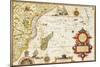 Map of Eastern Africa by Arnold Florent van Langren after Jan Huygen van Linschoten-Stapleton Collection-Mounted Giclee Print