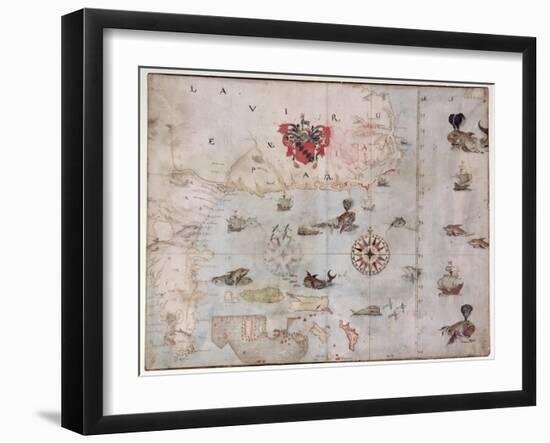 Map of Eastern North America: Florida to Chesapeake Bay-John White-Framed Giclee Print