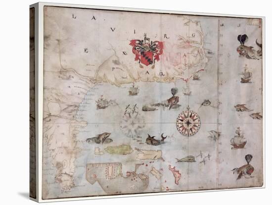 Map of Eastern North America: Florida to Chesapeake Bay-John White-Stretched Canvas