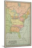 Map of Eastern North America with State Borders Extending to Mississippi, 1783-null-Mounted Art Print