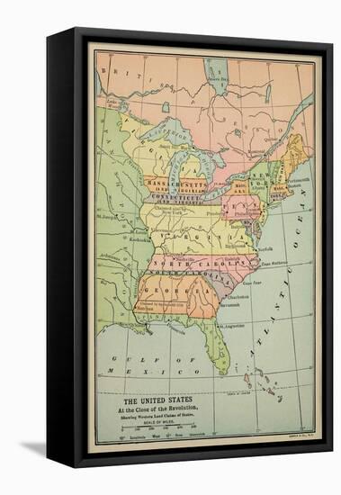 Map of Eastern North America with State Borders Extending to Mississippi, 1783-null-Framed Stretched Canvas