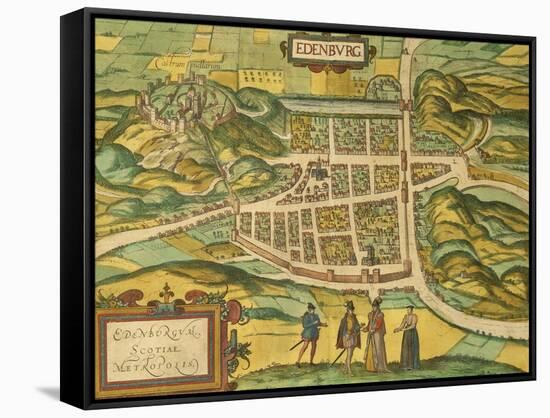 Map of Edinburgh from Civitates Orbis Terrarum-null-Framed Stretched Canvas