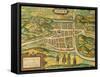 Map of Edinburgh from Civitates Orbis Terrarum-null-Framed Stretched Canvas