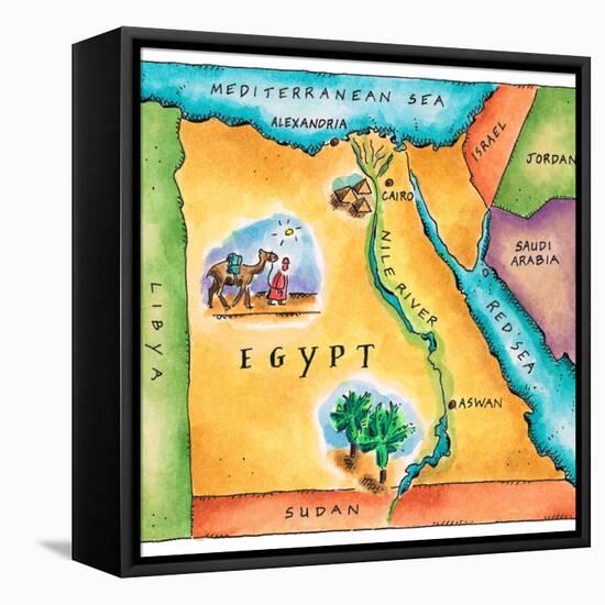 Map of Egypt-Jennifer Thermes-Framed Stretched Canvas