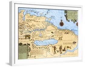 Map of El Dorado and the Amazon, 16th Century-Science Source-Framed Giclee Print