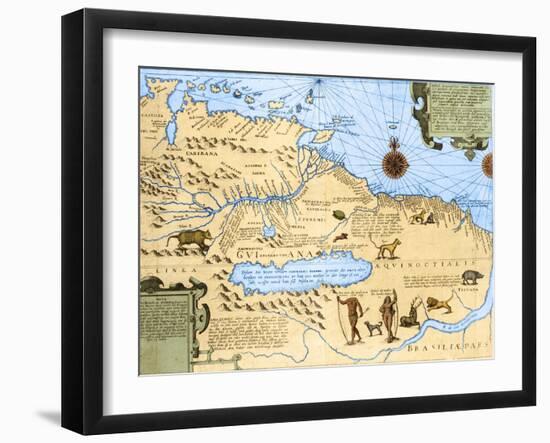 Map of El Dorado and the Amazon, 16th Century-Science Source-Framed Giclee Print