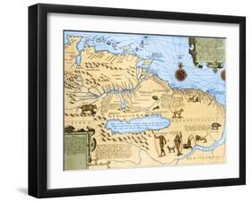 Map of El Dorado and the Amazon, 16th Century-Science Source-Framed Giclee Print