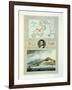 Map of Elba, View of Porto Ferraio with Portrait of Napoleon and Signature, c.1815-null-Framed Giclee Print