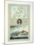 Map of Elba, View of Porto Ferraio with Portrait of Napoleon and Signature, c.1815-null-Mounted Giclee Print