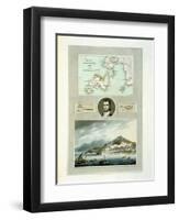 Map of Elba, View of Porto Ferraio with Portrait of Napoleon and Signature, c.1815-null-Framed Giclee Print